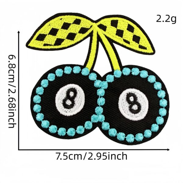 oly-7e04b0c367bdccf91cc1d501ebb4cc3c Wholesale Polyester Embroidered No.8 Billiard Patches with Cherry Design Decorative Iron On Patches for Casual DIY and Gifts