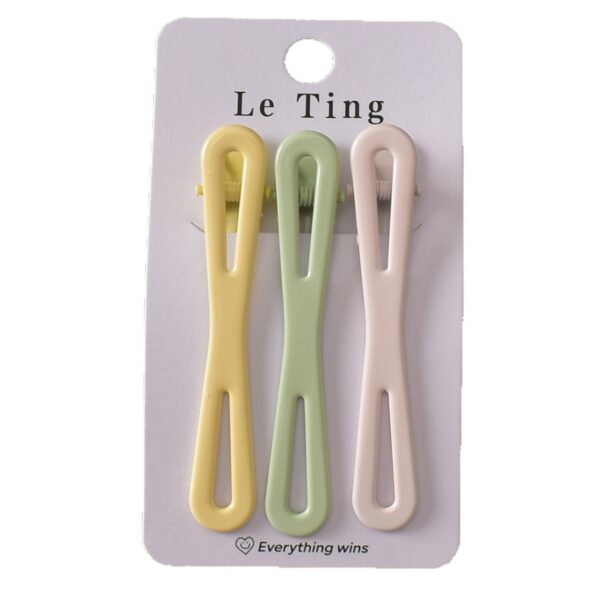 Wholesale Metal Duckbill Hair Clips 3-Pack Candy Color Water Drop Style Fashion Accessory