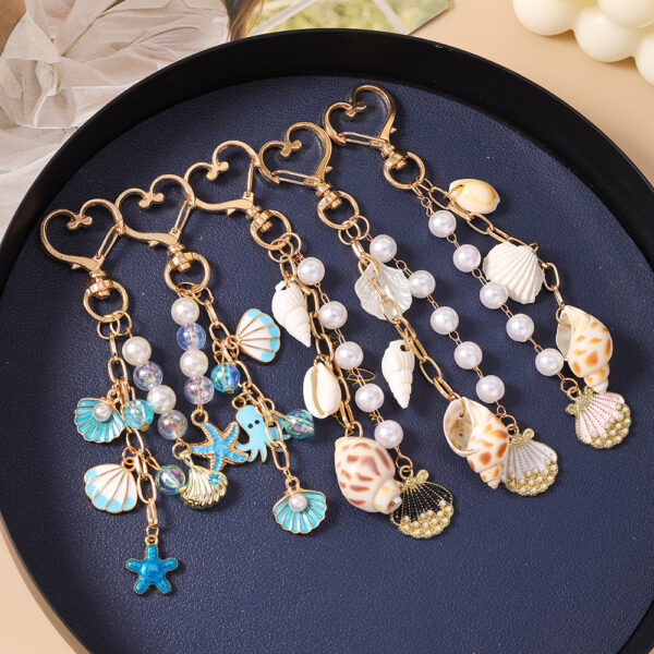 Wholesale Beach Theme Keychain Zinc Alloy Octopus Shell Starfish Charm for Bag Decoration