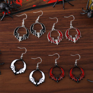 oly-7e27b0f476f3c90ad276f1d79ba89f5d Wholesale Exaggerated Bat Pendant Earrings Red Black Zinc Alloy Party Jewelry for Resale