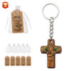 oly-7e41b7c42408bce03025d6452b88cdbe Wholesale Minimalist Wooden Cross Keychain with Prayer Hands and Leaf Design - Gift, Bag Charm, Jewelry Accessory