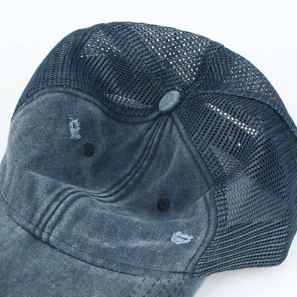 Wholesale White Washed Baseball Cap Breathable Mesh Hollow Design Curved Brim Summer Everyday Wear