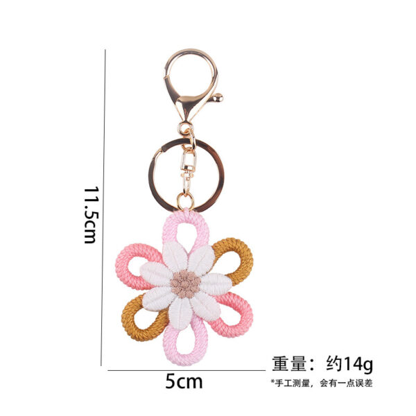 Wholesale Korean Style Crochet Flower Keychain Light Pink Plush Wrist Key Ring Fashion Accessory for Resale