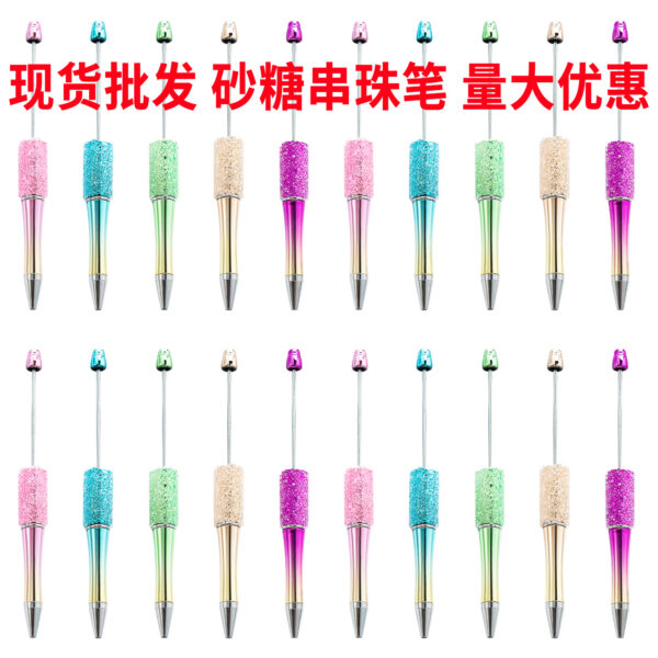 Wholesale DIY Sugar Bead Spinning Pen with Gold Gradient Rhinestone Decorative Office Gift
