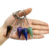 oly-7e78b07af116ade1aef6b042282ca0ab Wholesale Hexagonal Natural Stone Pendulum Keychain Stylish Car Key Accessory Gift