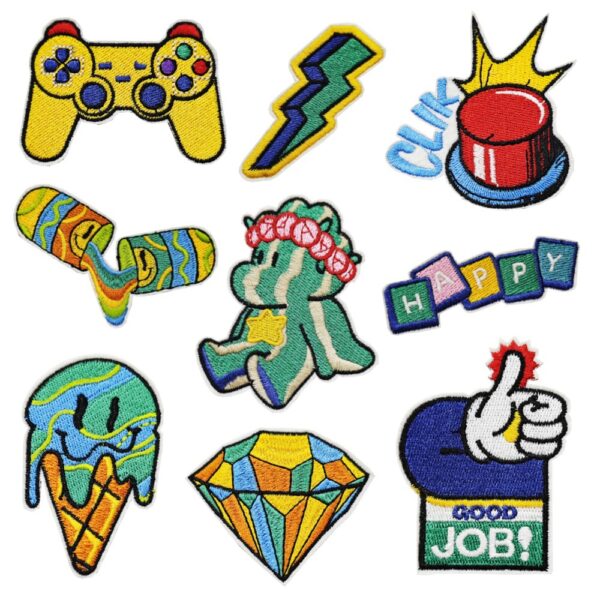 oly-7e8acd9d82e86081a82d04acd4937ff0 Wholesale Cartoon Game Console Embroidery Patches Chic Ice Cream Applique for Kids Fashion Accessories