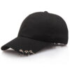 Wholesale Korean Style Three Ring Pin Baseball Cap Cotton Black Casual Hat for Adults
