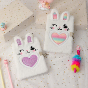 oly-7ea0367d314423d41e38adc10e8dcb88 Wholesale Plush Cartoon Rabbit Diary Notebook for Kids Cute Daily Journal Gift