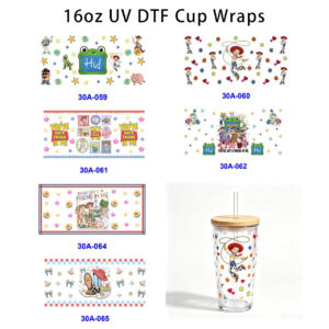 Wholesale 5pcs Western Cowboy Cartoon Star 16oz Cup UV DTF Wraps OLY Exclusive