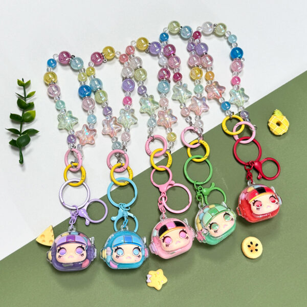 Wholesale Astronaut Beaded Liquid Bottle Keychain Acrylic Car Key Accessory Gift