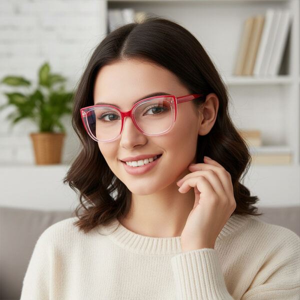 Wholesale Retro Cat Eye Fashion Glasses Anti Blue Light Black Red Frame Trendy Women's Eyewear