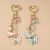 Wholesale Blue Zinc Alloy Heart Butterfly Keychain Trendy Bag Charm for Backpacks Bags