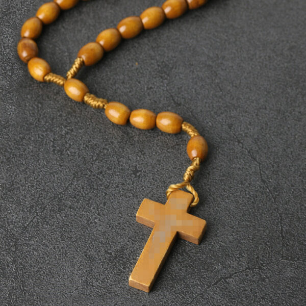oly-7f069452e48c355f7d09dafa6f81a2ba Wholesale Handmade Wooden Cross Rosary Necklace Chic Fashion Accessory for Gift or Boutique Resale