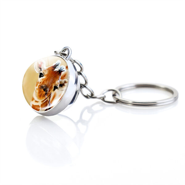 Wholesale Double Sided Glass Ball Keychain with Animal Motif Metal and Glass Keyring for Wedding Gift Boutique Resale