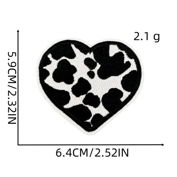 Wholesale Cow Cloth Patches Black White Lightning Heart Embroidered Patches for Clothing DIY Accessory