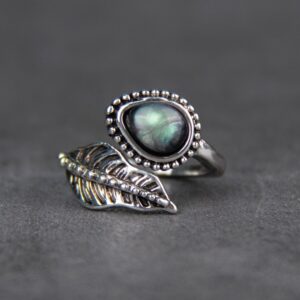 Wholesale Vintage Leaf Ring Adjustable Silver Alloy Ring Fashion Accessory Boutique Resale