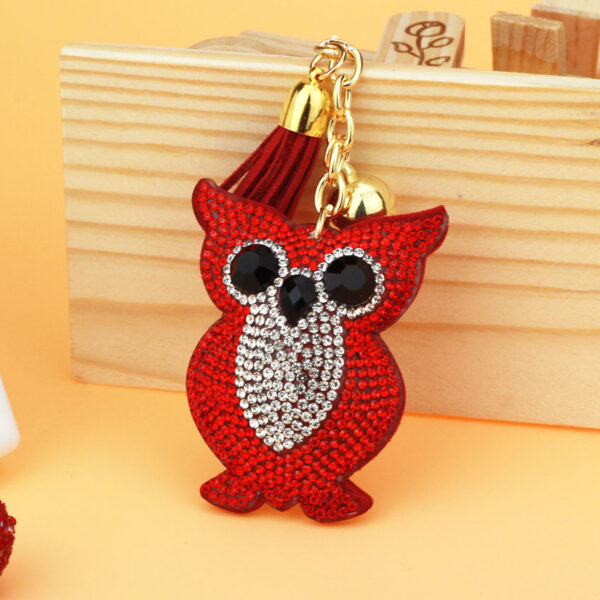 Wholesale Owl Rhinestone Tassel Keychain Bag Charm Decorative Accessory