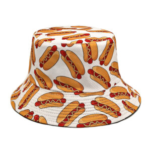 Wholesale Hot Dog Pattern Fisherman Hat Double Sided Outdoor Sun Hat with Short Brim Trendy Fashion Accessory