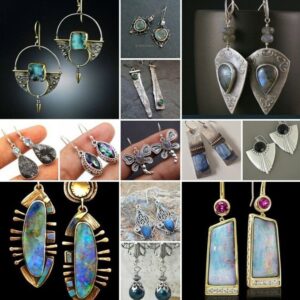 Wholesale Alloy Blue Topaz Drop Earrings Creative Rotating Geometric Trendy for Women