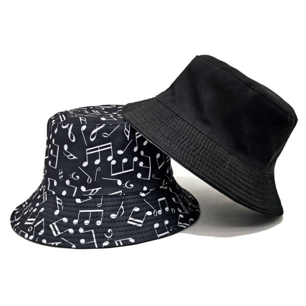 Wholesale Trendy Music Note Bucket Hat Sun Protection Black Fashion Accessory