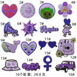 Purple series cloth sticker combination (16) pack