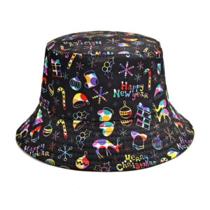oly-7f9e1855f56cc265cd99e461403a384d Wholesale Christmas Retro Printed Double Sided Fisherman Hat Sun Protection Fashion Accessory Gift