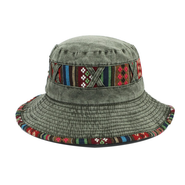 oly-7facb0a63ba44f1c5179491d7c2d18e8 Wholesale Trendy Embroidery Wide Brim Bucket Hat Sun Protection Cream White for Outdoor Fishing Tourism
