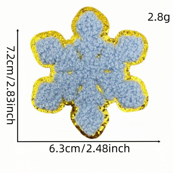 Wholesale Chic Snowflake Embroidered Patch - Chenille Gold Edge DIY Clothing Accessory for Resale