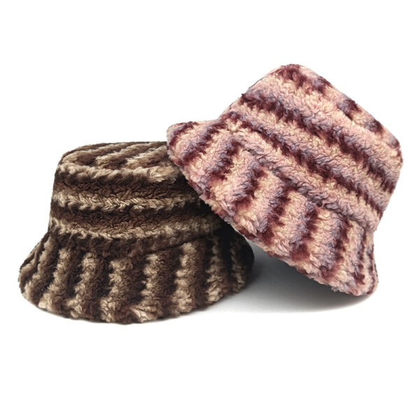 Wholesale Striped Plush Bucket Hat Chic Winter Hat for Women Everyday Wear