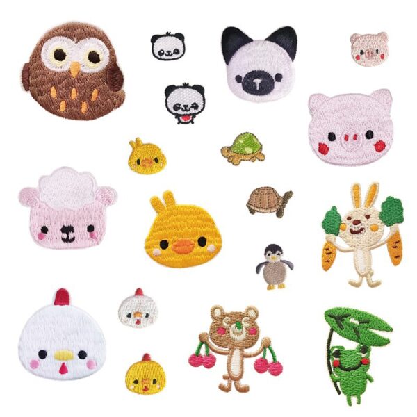 Wholesale Embroidery Cartoon Animal Patches Set of 18 Decorative Clothing Accents Gift Resale