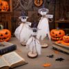 Wholesale Wooden Halloween Ghost Ornaments Set of 3 White Ghost Imp with Hat Home Decor Gift