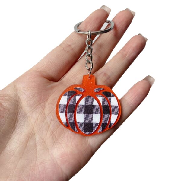 oly-7fd37a96d9d442de899479747367e805 Wholesale Halloween Acrylic Keychain Leopard Print Pumpkin with Spider Web, Party Favor Accessory