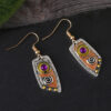 oly-7fdc16893adf28938542f3ac17cda0b8 Wholesale Antique Silver Irregular Camo Leopard Earrings Retro Leather Pattern Fashion Jewelry for Daily Wear