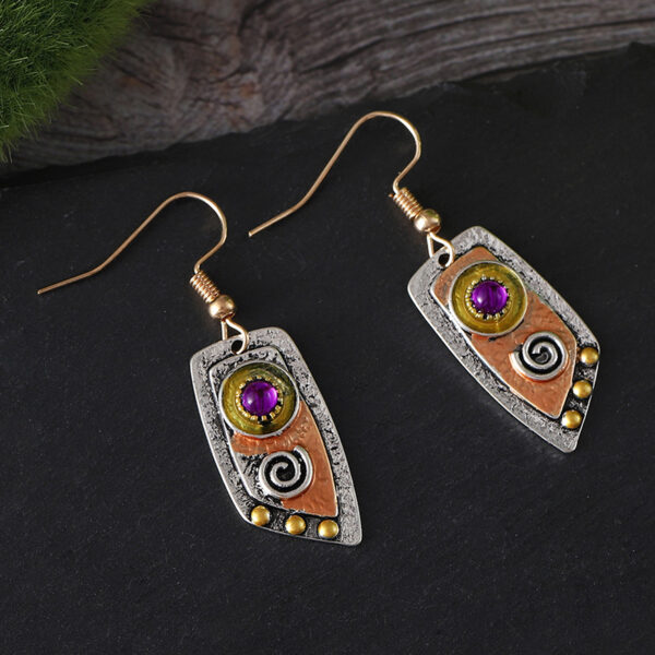 oly-7fdc16893adf28938542f3ac17cda0b8 Wholesale Antique Silver Irregular Camo Leopard Earrings Retro Leather Pattern Fashion Jewelry for Daily Wear