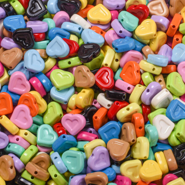 oly-7fdde44527dc31bcd42fd195ac3625fa Wholesale Electroplated Acrylic Heart Beads Mixed Color Loose Beads for DIY Phone Chain Jewelry Craft