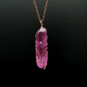 Purple crystal column ancient red copper chain / pure natural