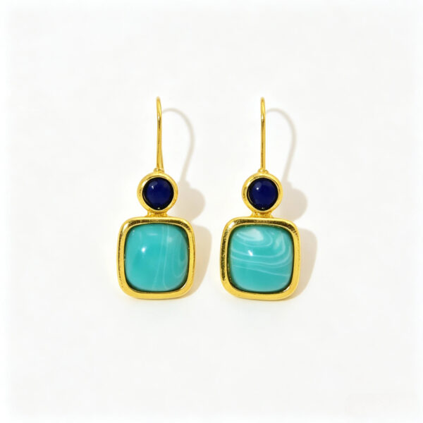 Wholesale Geometric Alloy Earrings Turquoise Inlay Stylish Women's Jewelry Accessory