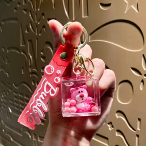 Oil-infused square strawberry bear-sitting beckoning / Single OPP bag packaging
