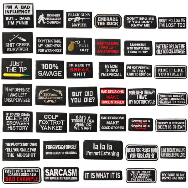 Wholesale Alphabet Cartoon Embroidery Patches 40pcs Black English Fabric Stickers for Clothing Decorative Accessory
