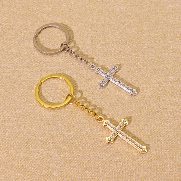 Wholesale Chic Cross Keychain Metal Gold Light Luxury Key Ring Decorative Accent for Bag Gift