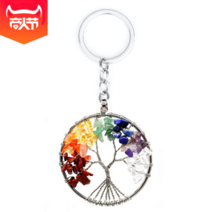 oly-8043359601c2bd7cb0406503f861340b Wholesale Metal Tree of Life Keychain Pendant with Colored Stones Car Key Accessory Gift