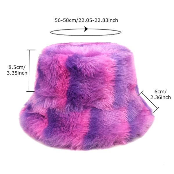 Wholesale Rainbow Tie Dye Plush Bucket Hat Thick Warm Winter Women's Outdoor Casual Hat