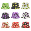 Wholesale Fashion Double Sided Digital Print Fisherman Hat Avocado Green Fruit Pattern Sun Protection Summer Hat for Travel Gift