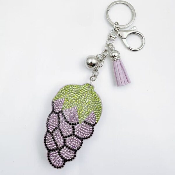 oly-809052f4ce360007293461e6a0ae2d8e Wholesale Rhinestone Grape Fruit Keychain Zinc Alloy Car Key Accessory Bag Charm
