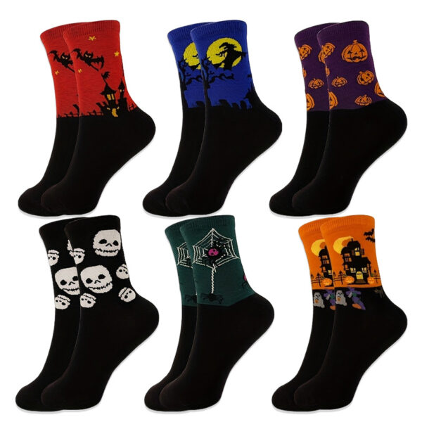 Wholesale Halloween Cartoon Print Socks Unisex Polyester Middle Tube Sweat Absorbing Winter Casual