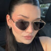 Wholesale Retro Circular Metal Sunglasses Gold Frame Gray Lens Fashion Accessory