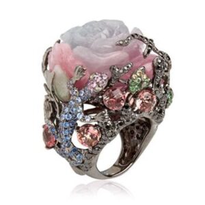 oly-80aaff100e4bfdb86886423a13a44b23 Wholesale Vintage Floral Black Gold Ring with Peony Design, Trendy Jewelry Accessory for Women's Boutique Resale