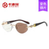 Wholesale Gold Tone Rimless Sunglasses for Women Polygonal Fashion Street Style