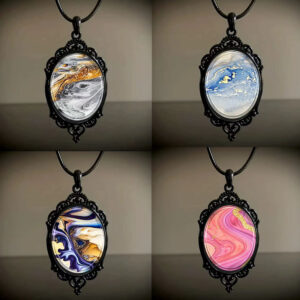 oly-80ede30ddd587ca10f2a0959ec924806 Wholesale Elegant Oval Glass Pendant Necklace with Black Base Trendy Jewelry Accessory for Daily Wear