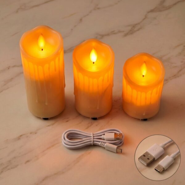 Wholesale Flameless Flickering LED Candle Lamp Plastic Beige Rechargeable for Holiday Party Home Decorative Accent